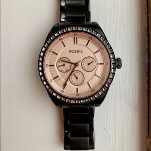 Black and rose gold FOSSIL watch